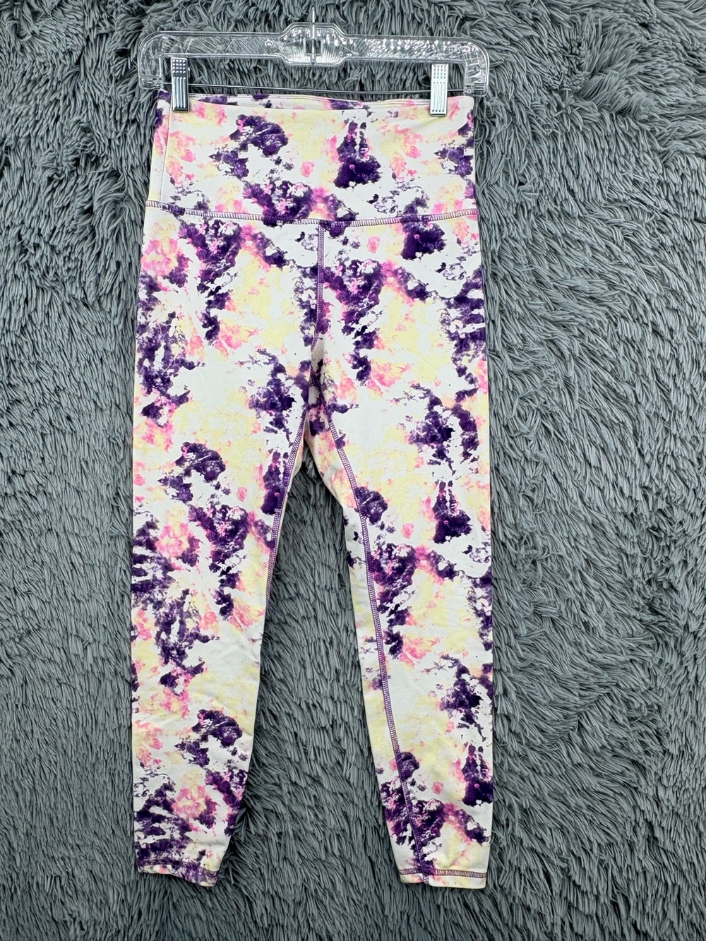 Jessica Simpson Tie Dye Leggings Womens Medium The Warm Up Cloudy White Purple
